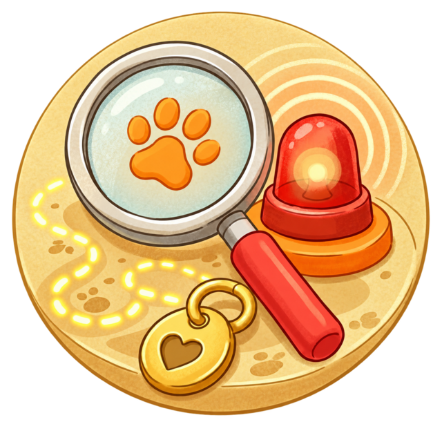 Lost pet tag and alert illustration