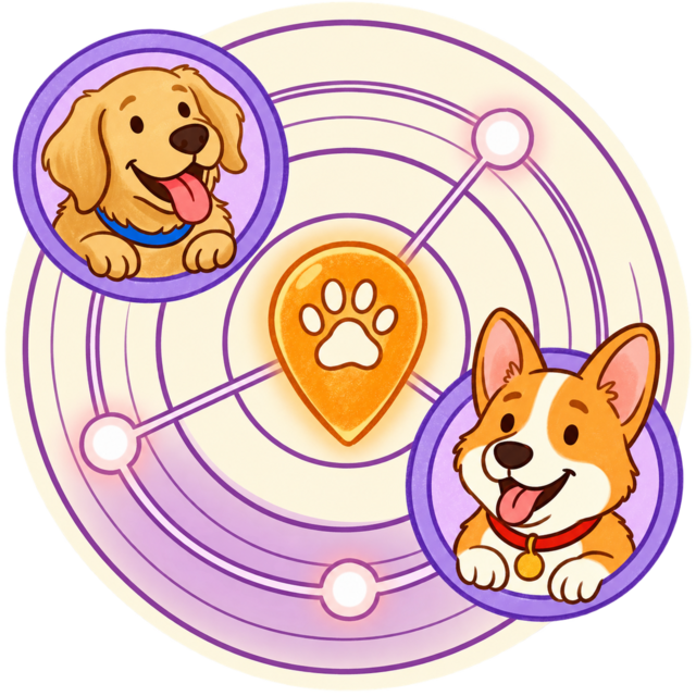 Nearby pets map illustration